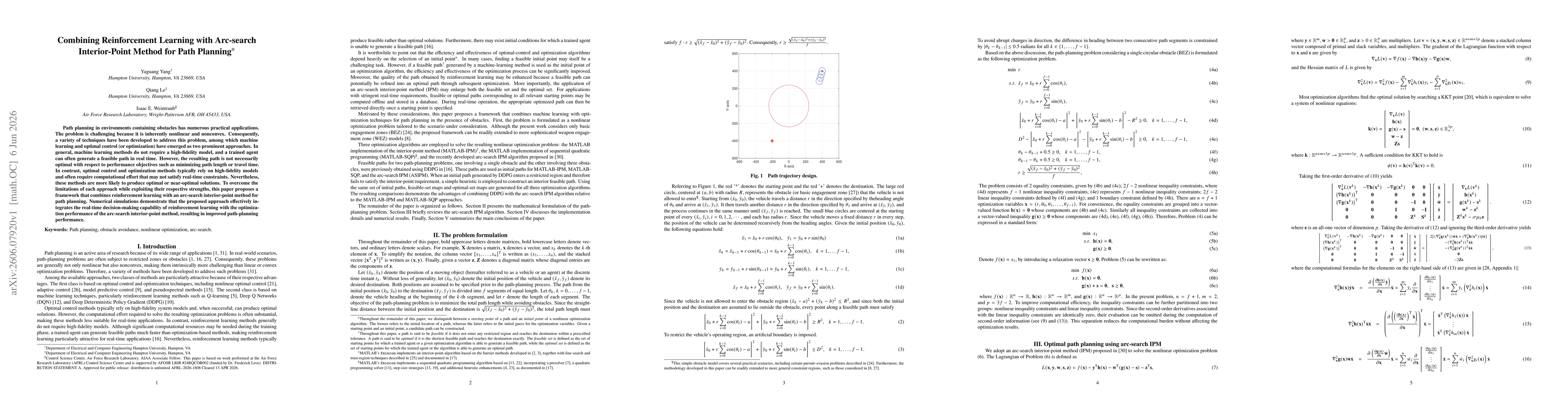 Thumbnail for Combining Reinforcement Learning with Arc-search Interior-Point Method for Path Planning