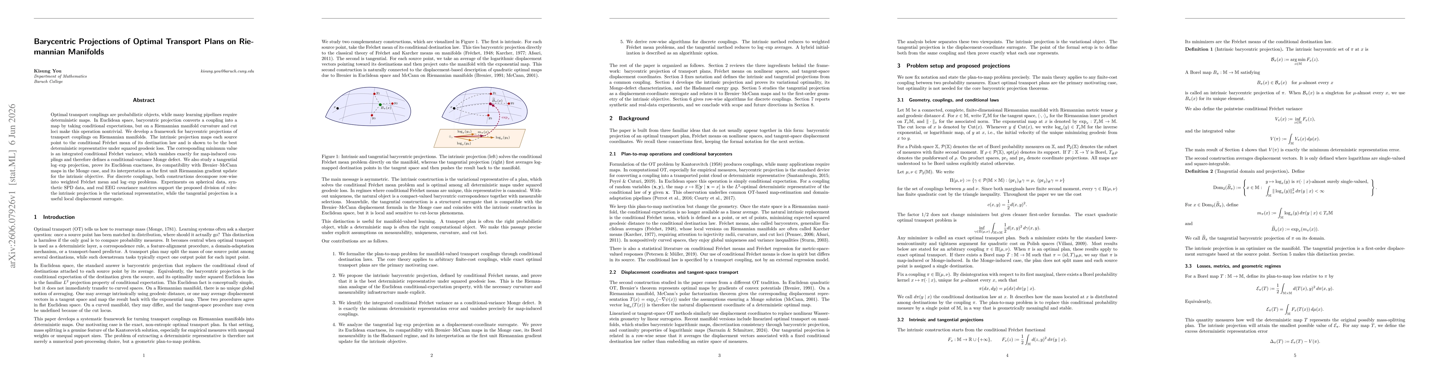 Thumbnail for Barycentric Projections of Optimal Transport Plans on Riemannian Manifolds