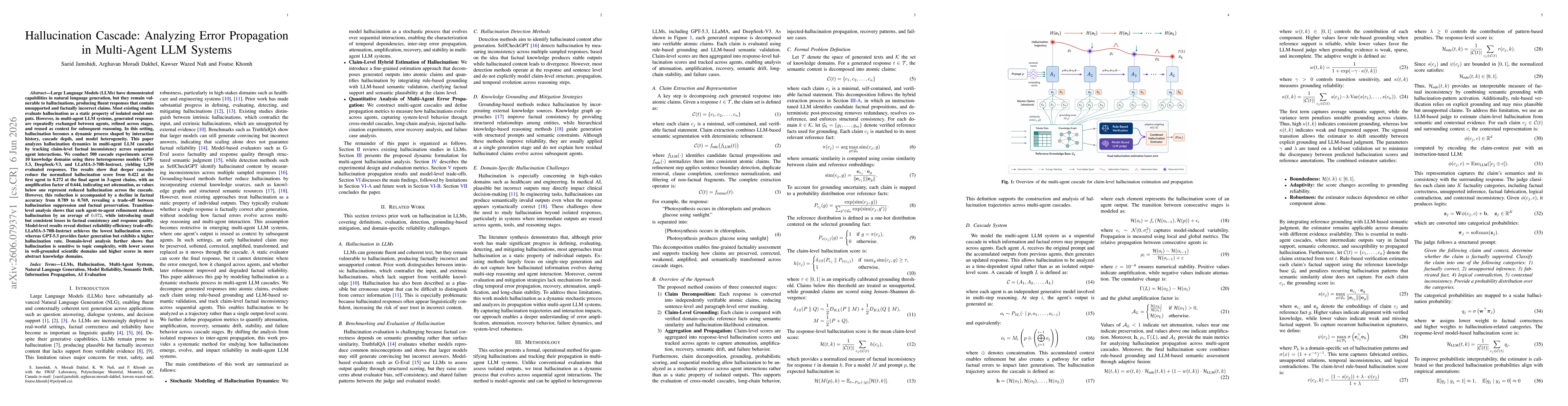 Thumbnail for Hallucination Cascade: Analyzing Error Propagation in Multi-Agent LLM Systems