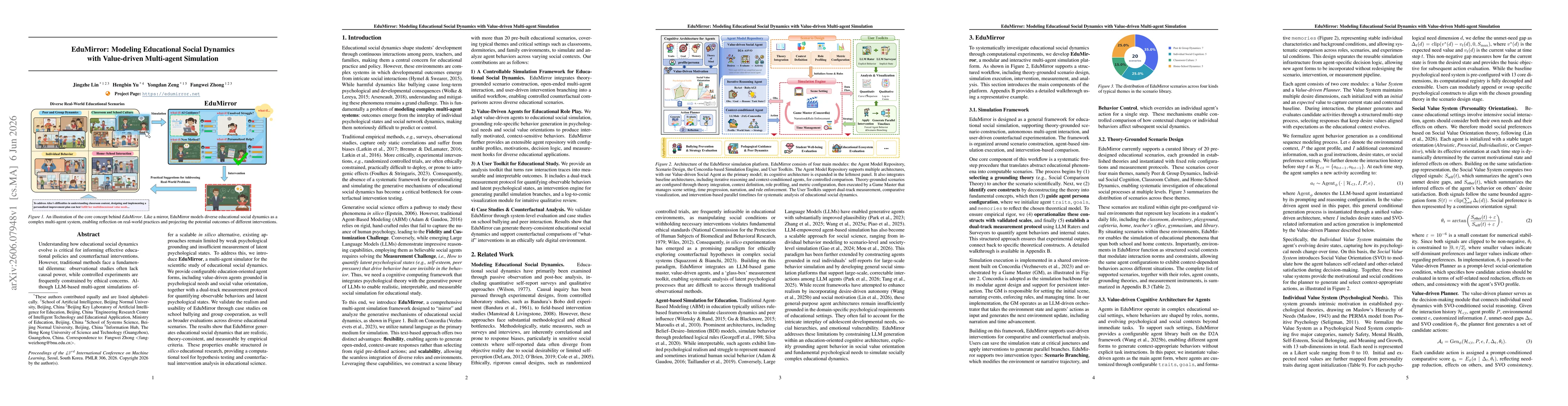 Thumbnail for EduMirror: Modeling Educational Social Dynamics with Value-driven Multi-agent Simulation