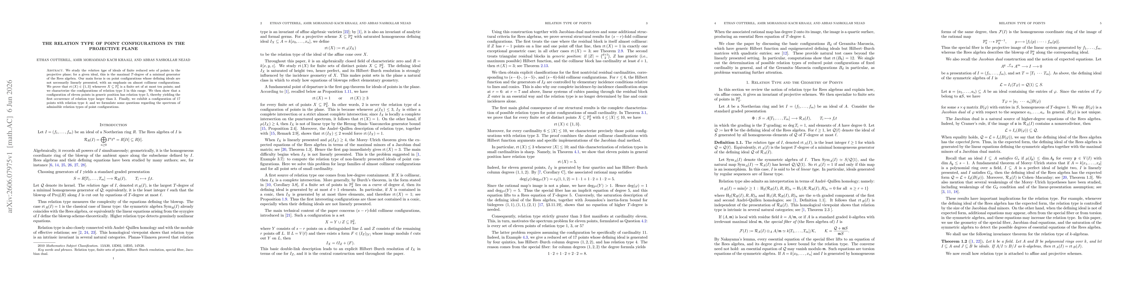 Thumbnail for The relation type of point configurations in the projective plane