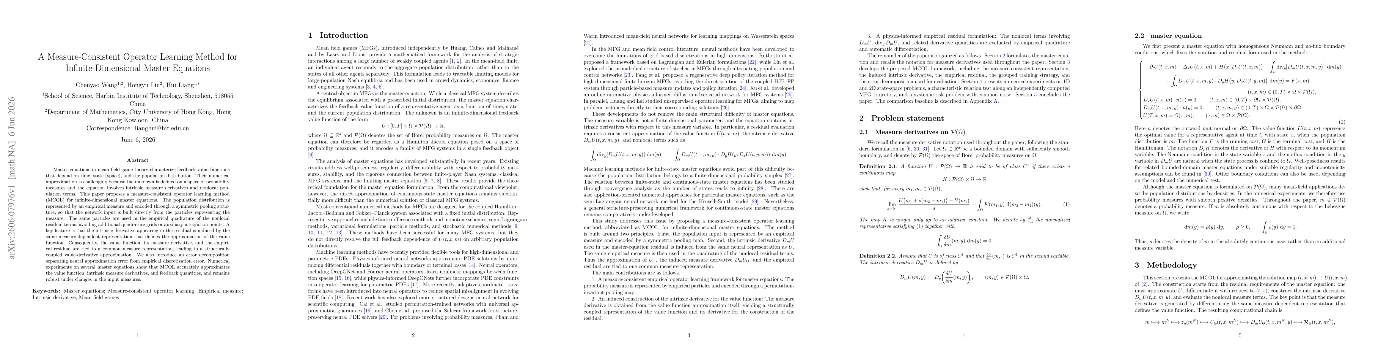 Thumbnail for A Measure-Consistent Operator Learning Method for Infinite-Dimensional Master Equations