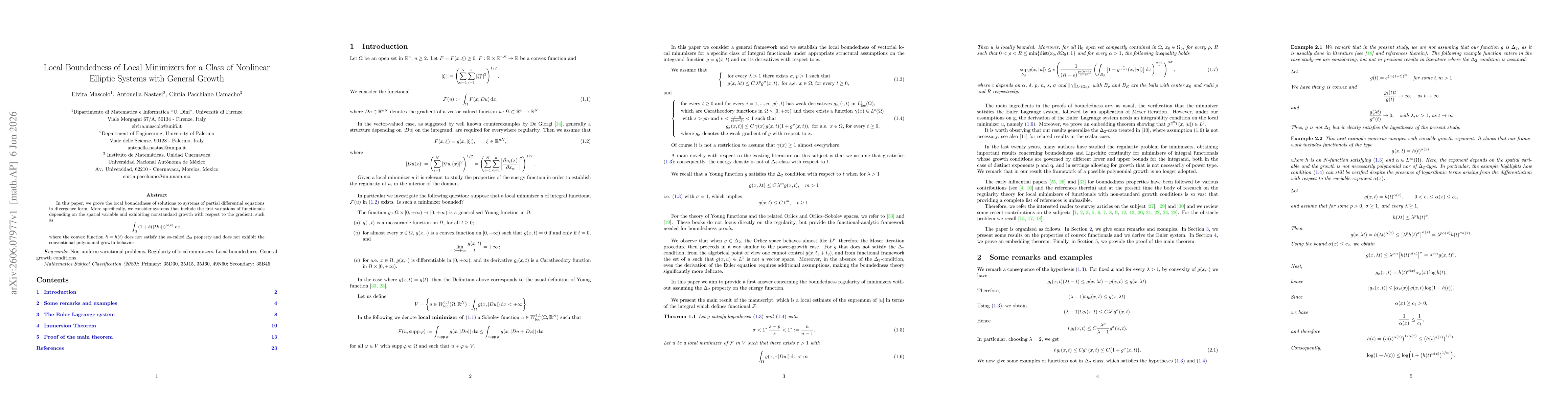 Thumbnail for Local Boundedness of Local Minimizers for a Class of Nonlinear Elliptic Systems with General Growth