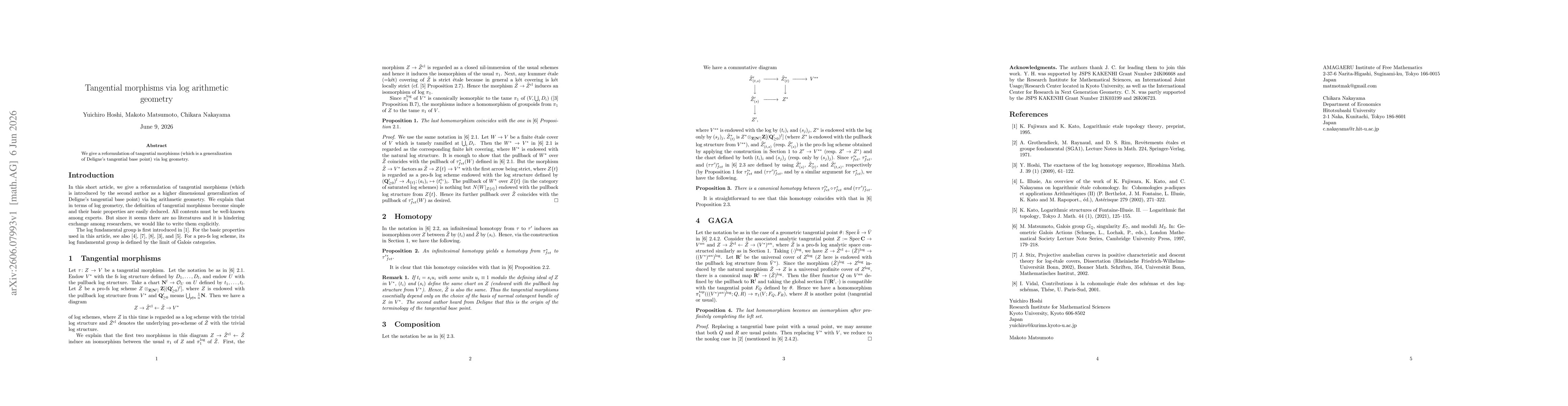 Thumbnail for Tangential morphisms via log arithmetic geometry