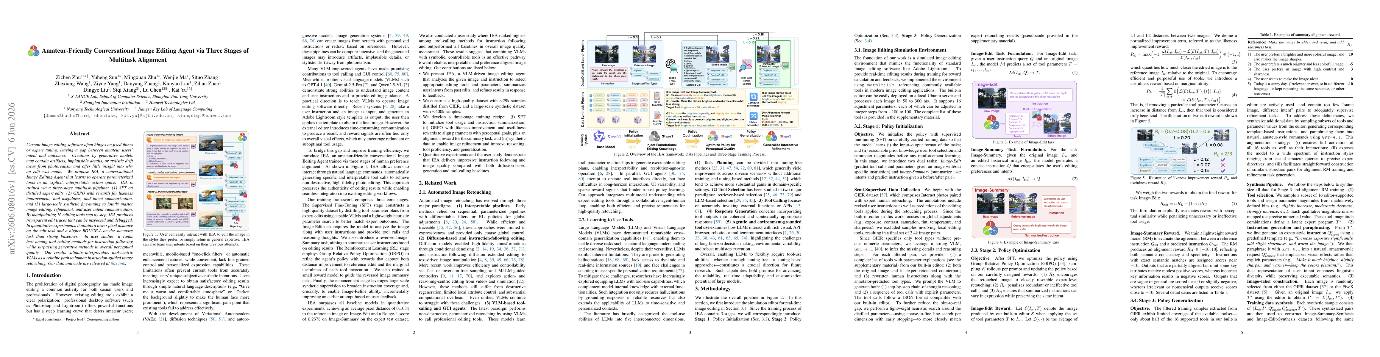 Thumbnail for IEA: Amateur-Friendly Conversational Image Editing Agent via Three Stages of Multitask Alignment