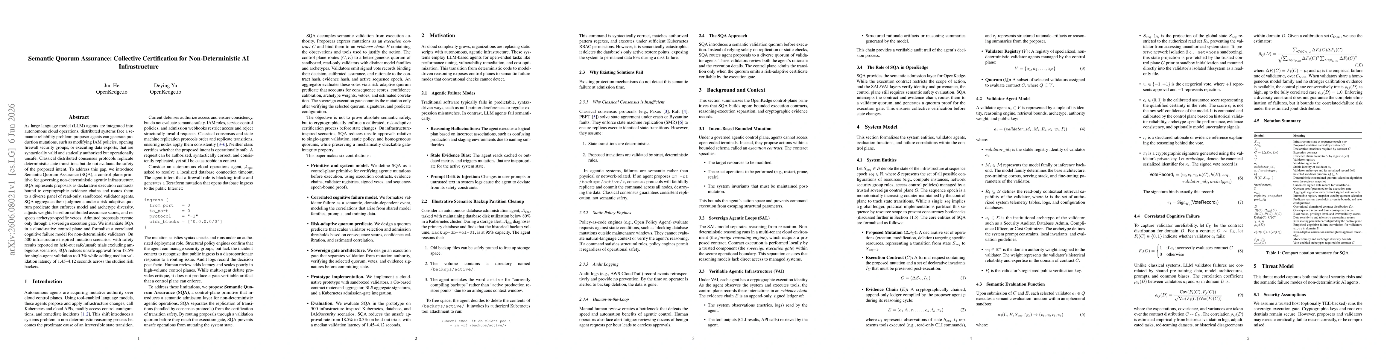 Thumbnail for Semantic Quorum Assurance: Collective Certification for Non-Deterministic AI Infrastructure