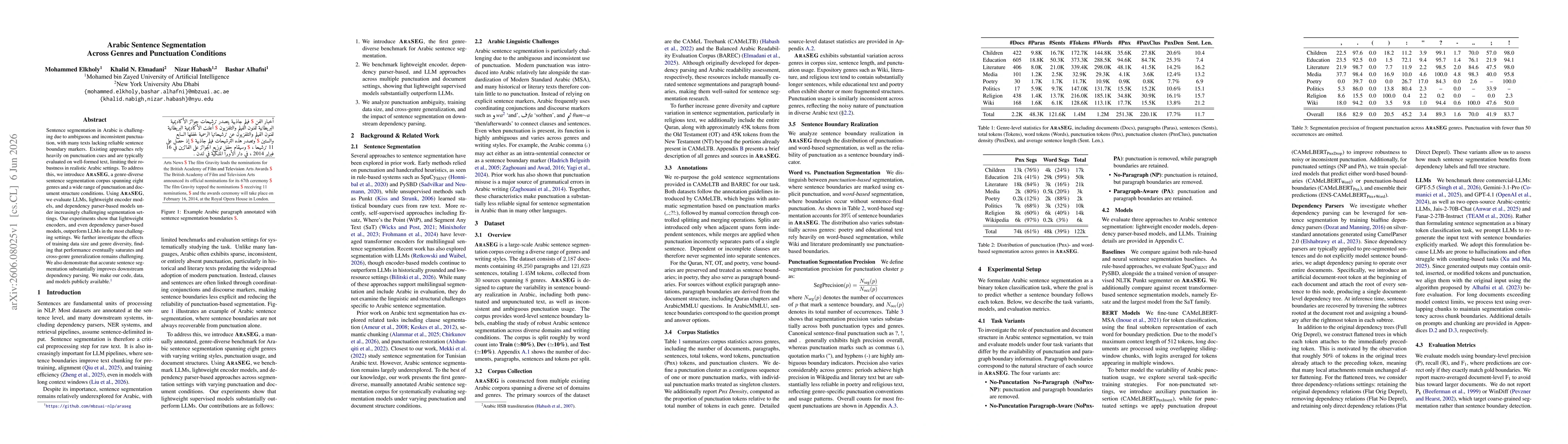 Thumbnail for Arabic Sentence Segmentation Across Genres and Punctuation Conditions
