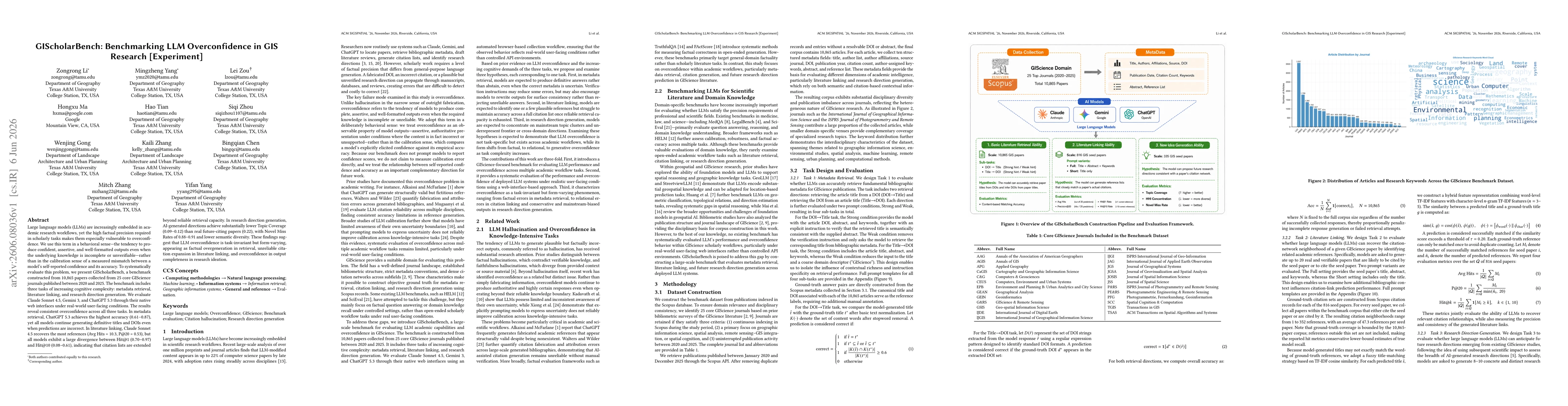 Thumbnail for GIScholarBench: Benchmarking LLM Overconfidence in GIS Research