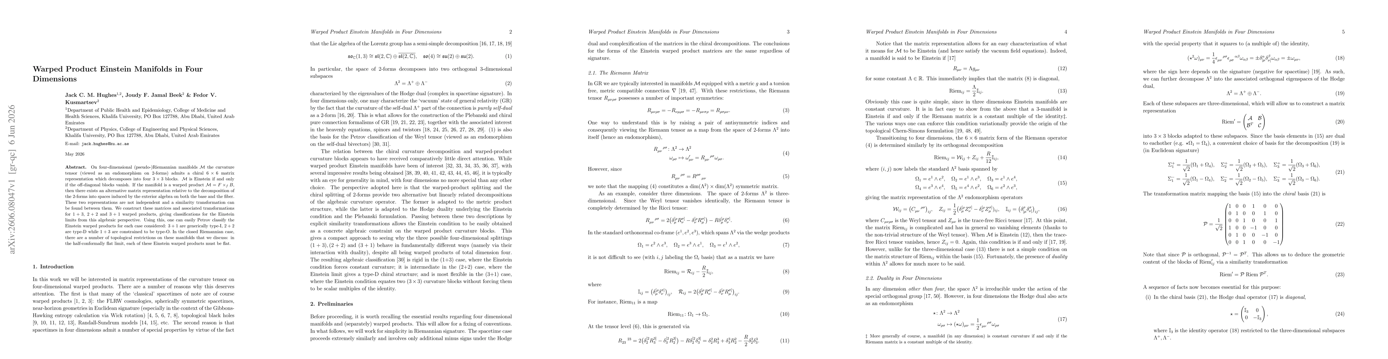 Thumbnail for Warped Product Einstein Manifolds in Four Dimensions