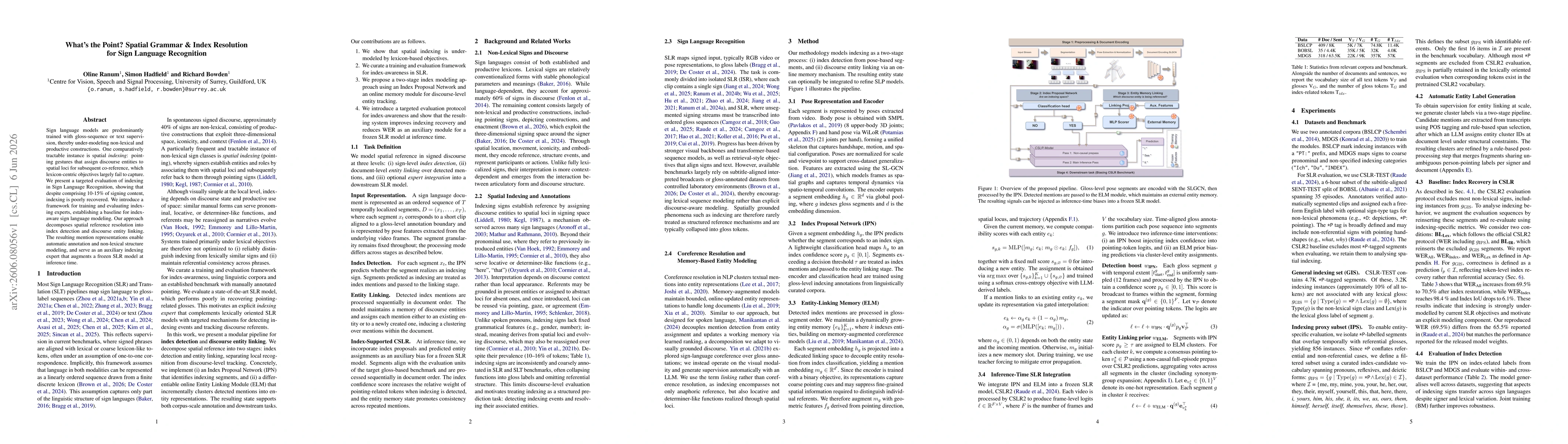 Thumbnail for What's the Point? Spatial Grammar & Index Resolution for Sign Language Processing