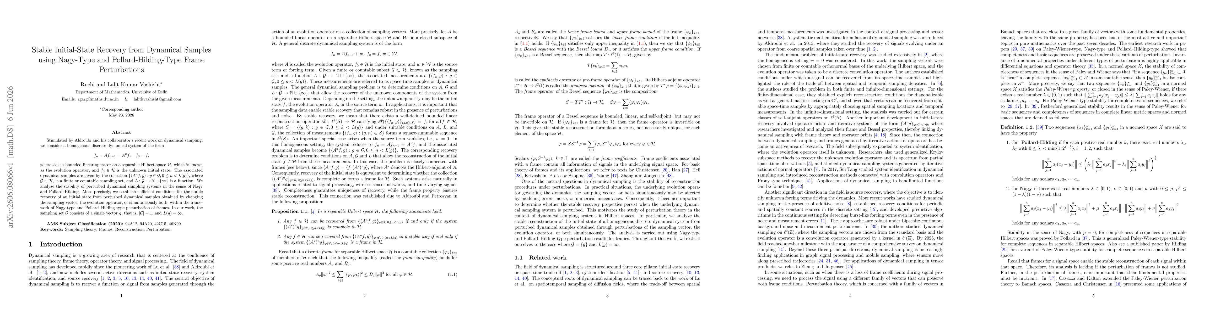 Thumbnail for Stable Initial-State Recovery from Dynamical Samples using Nagy-Type and Pollard-Hilding-Type Frame Perturbations