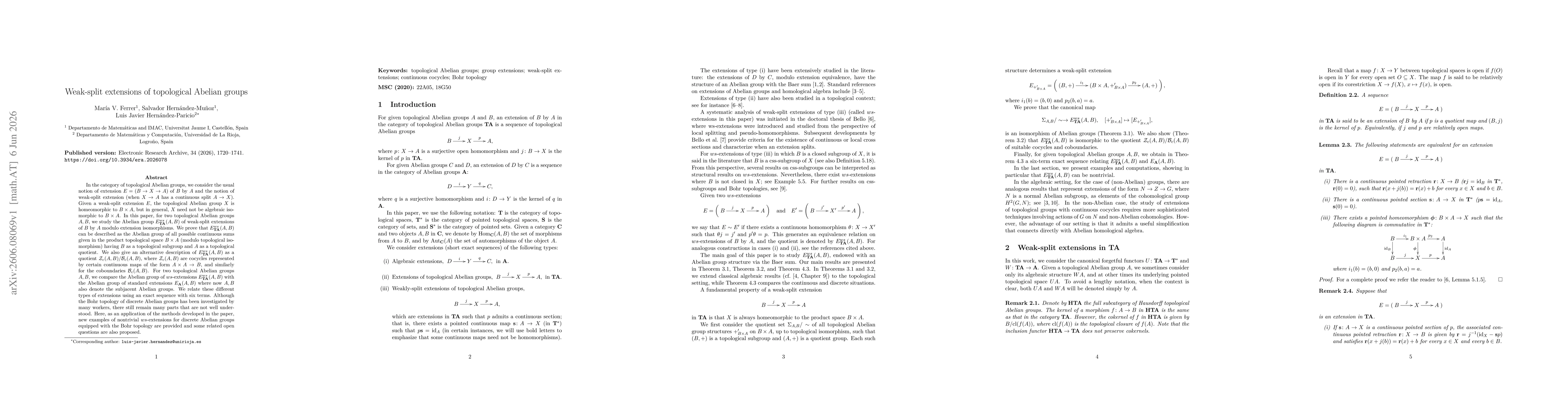 Thumbnail for Weak split extensions of topological Abelian groups