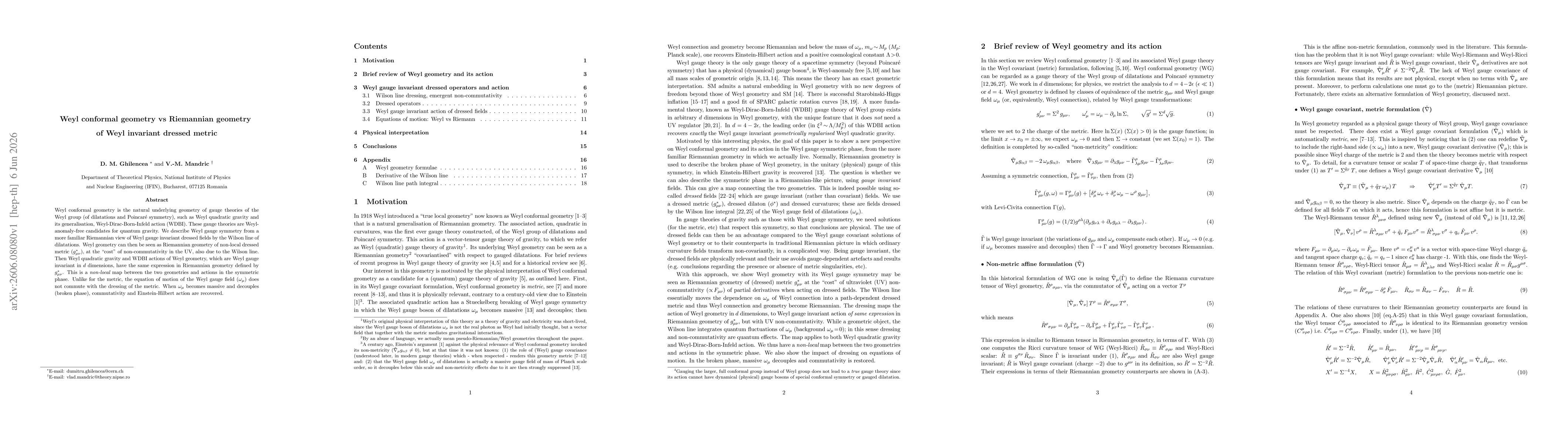 Thumbnail for Weyl conformal geometry vs Riemannian geometry of Weyl invariant dressed metric