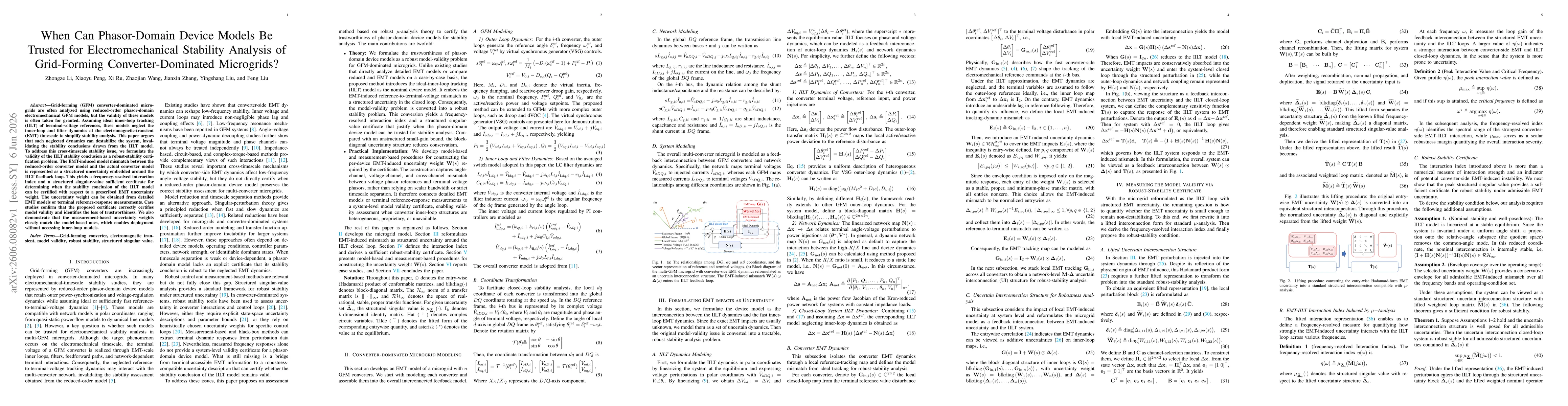 Thumbnail for When Can Phasor-Domain Device Models Be Trusted for Electromechanical Stability Analysis of Grid-Forming Converter-Dominated Microgrids?