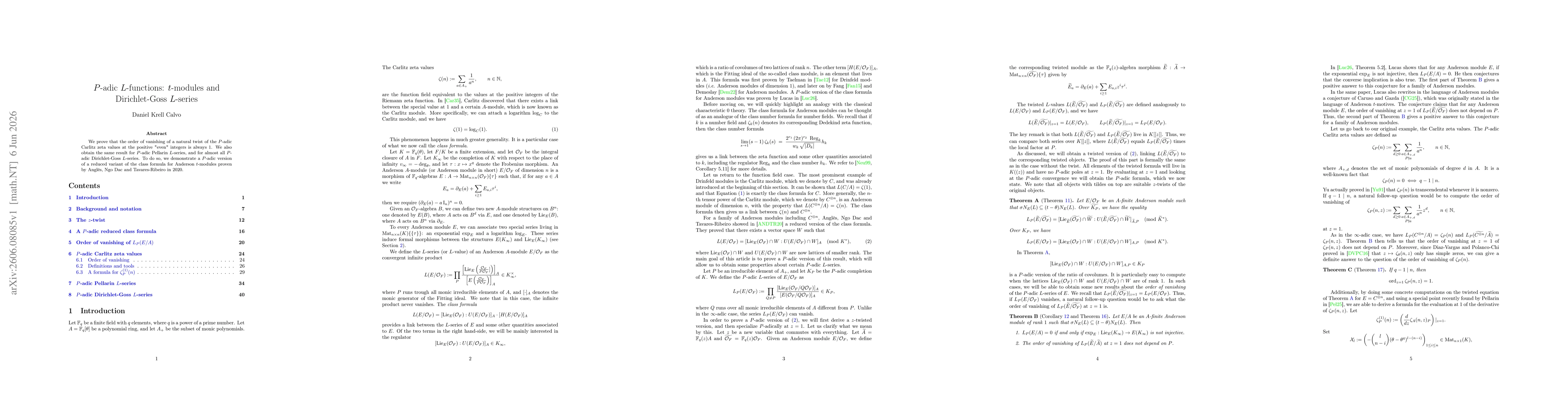 Thumbnail for $P$-adic $L$-functions: $t$-modules and Dirichlet-Goss $L$-series