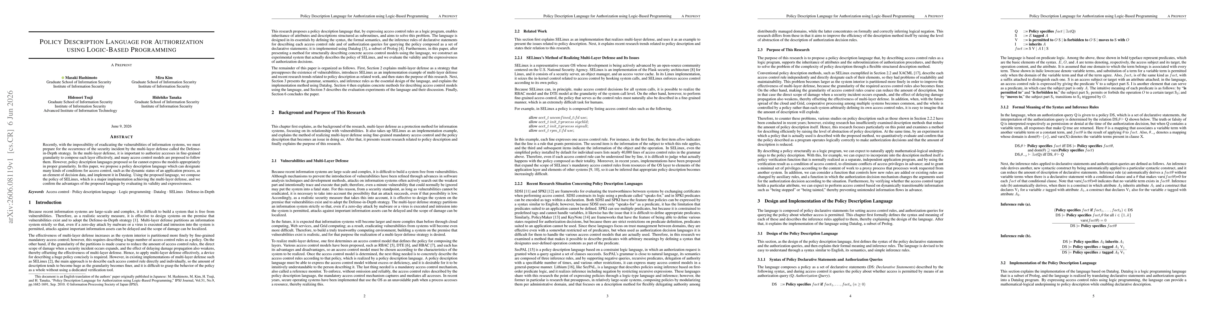 Thumbnail for Policy Description Language for Authorization using Logic-Based Programming