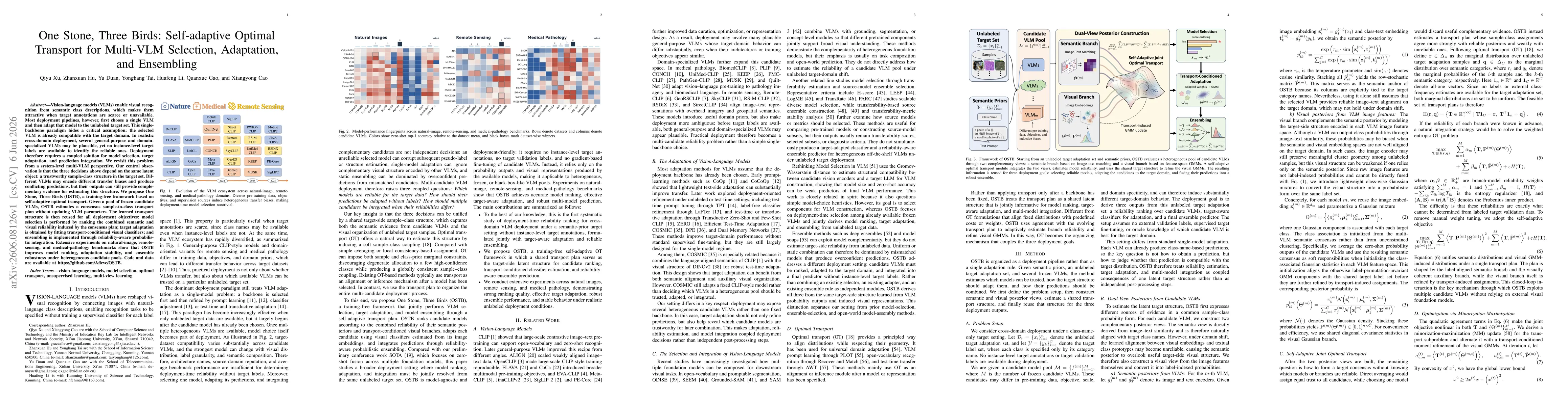 Thumbnail for One Stone, Three Birds: Self-adaptive Optimal Transport for Multi-VLM Selection, Adaptation, and Ensembling