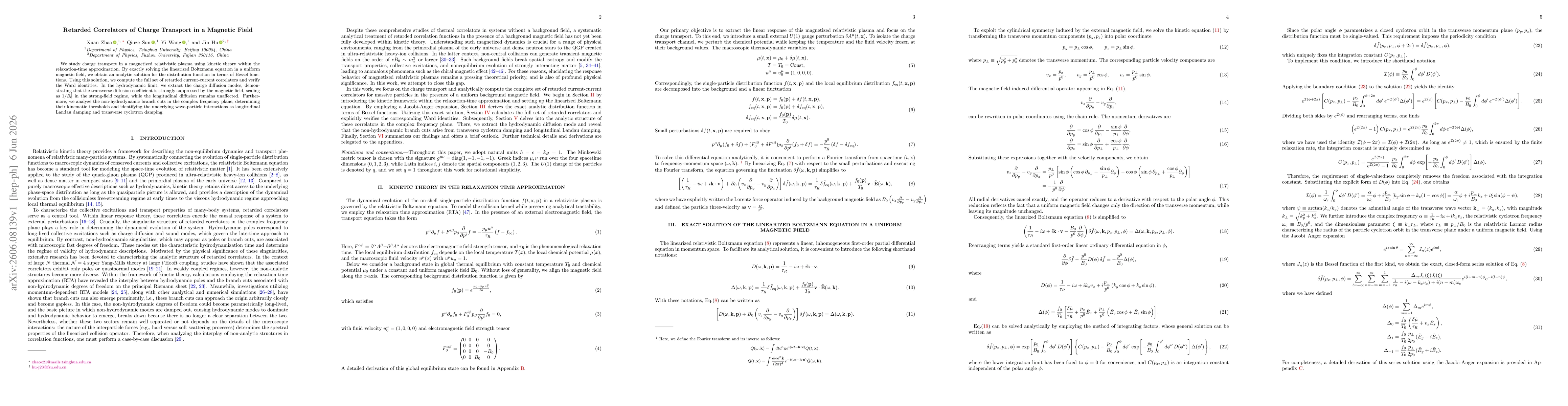 Thumbnail for Retarded Correlators of Charge Transport in a Magnetic Field