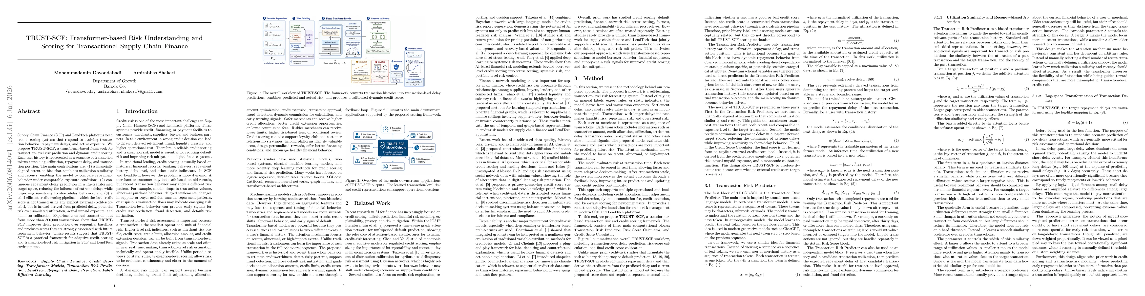 Thumbnail for TRUST-SCF: Transformer-based Risk Understanding and Scoring for Transactional Supply Chain Finance