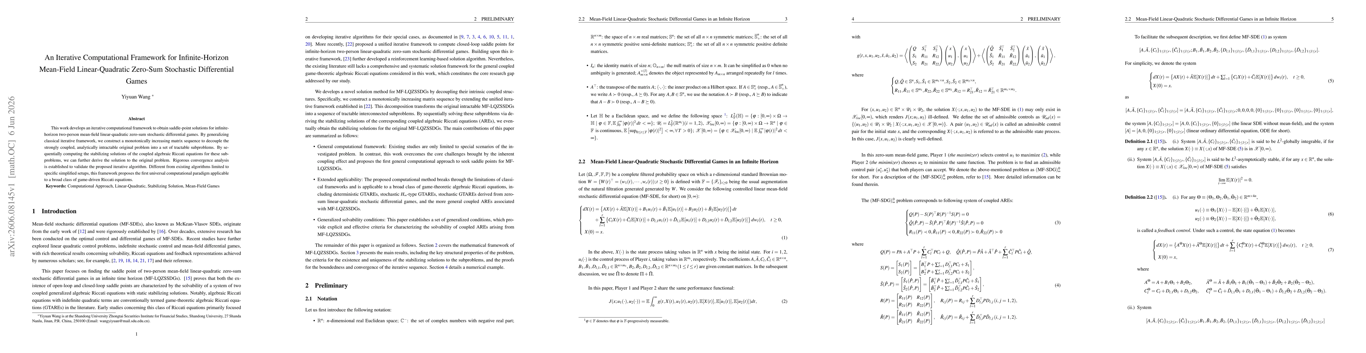 Thumbnail for An Iterative Computational Framework for Infinite-Horizon Mean-Field Linear-Quadratic Zero-Sum Stochastic Differential Games