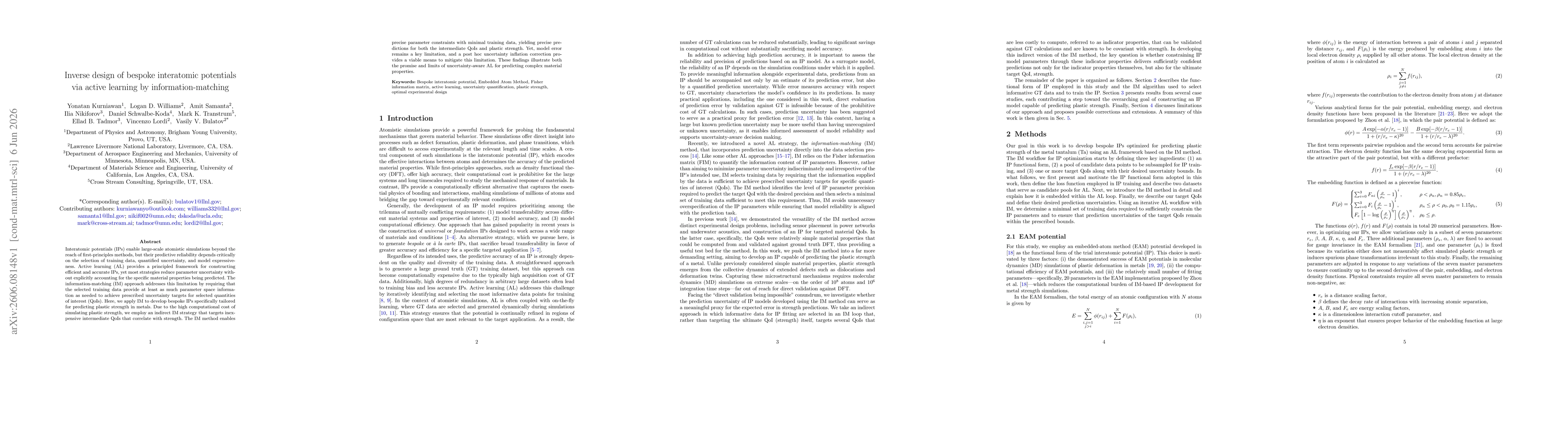 Thumbnail for Inverse design of bespoke interatomic potentials via active learning by information-matching