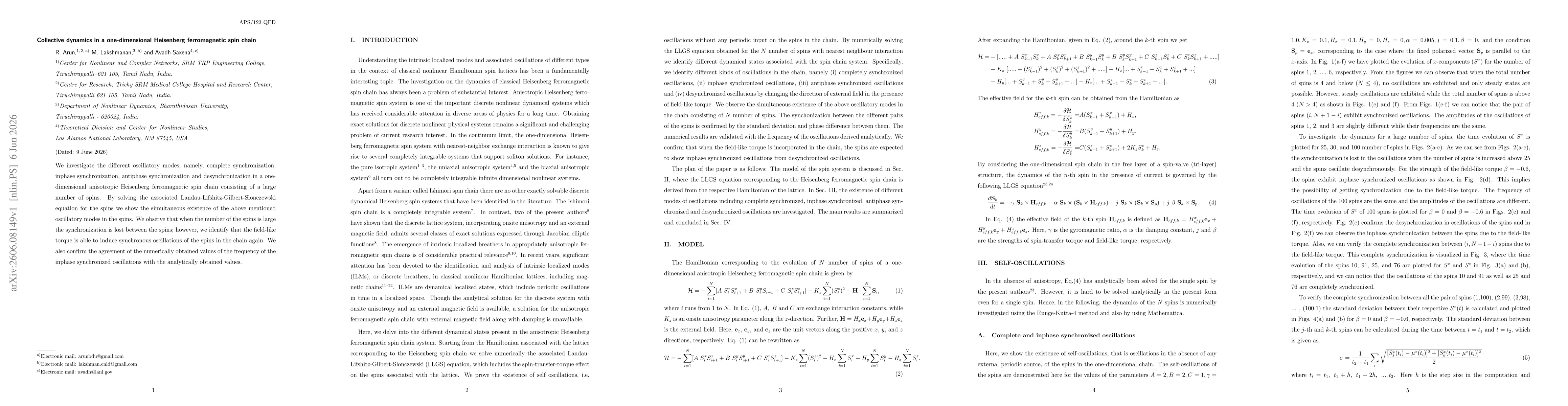 Thumbnail for Collective dynamics in a one-dimensional Heisenberg ferromagnetic spin chain