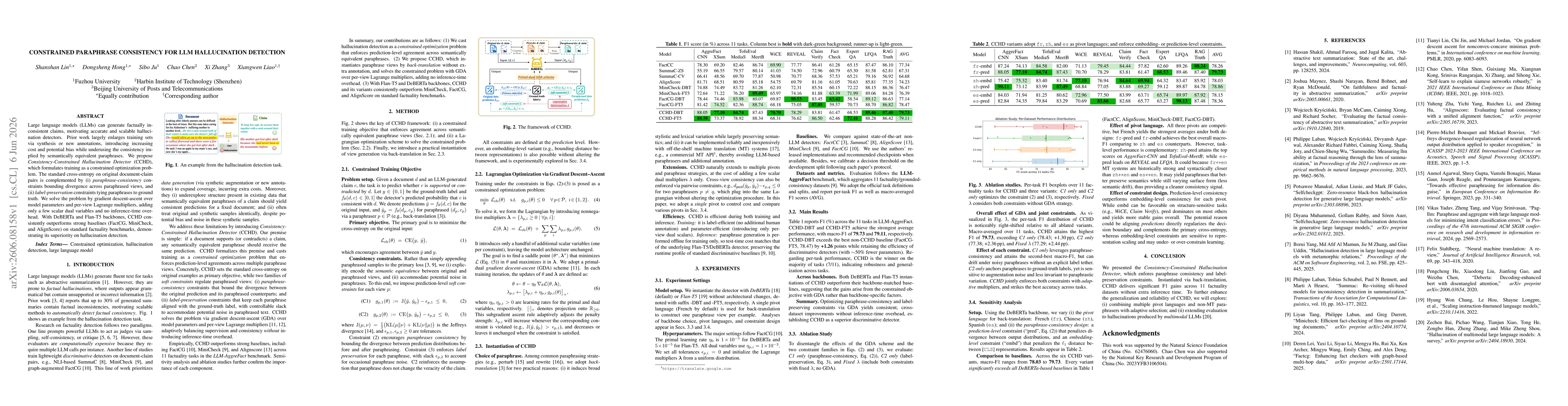 Thumbnail for Constrained Paraphrase Consistency for LLM Hallucination Detection