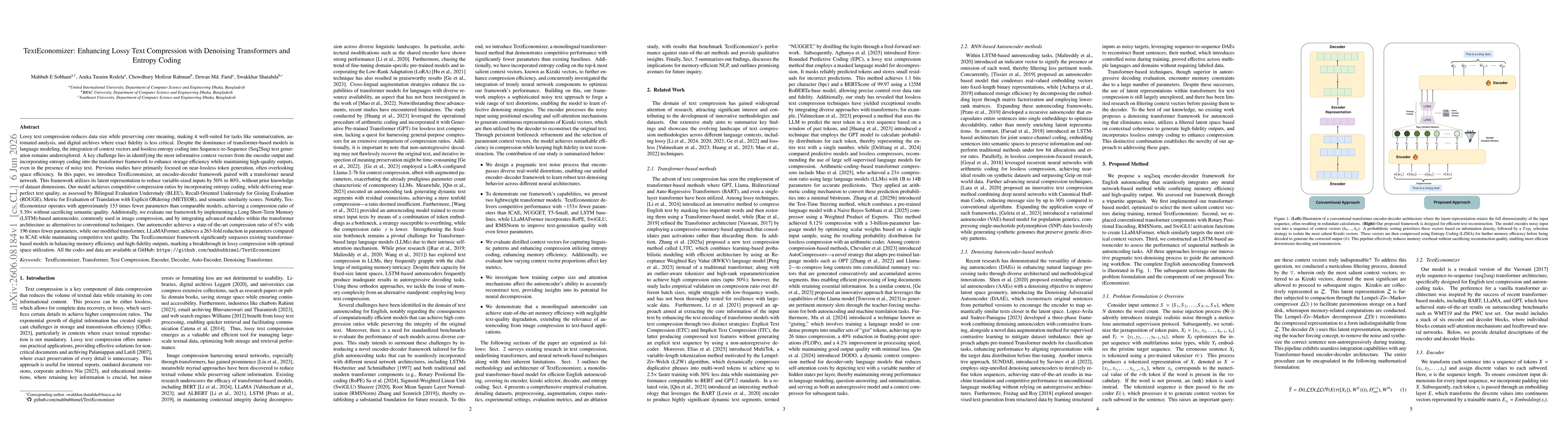 Thumbnail for TextEconomizer: Enhancing Lossy Text Compression with Denoising Transformers and Entropy Coding
