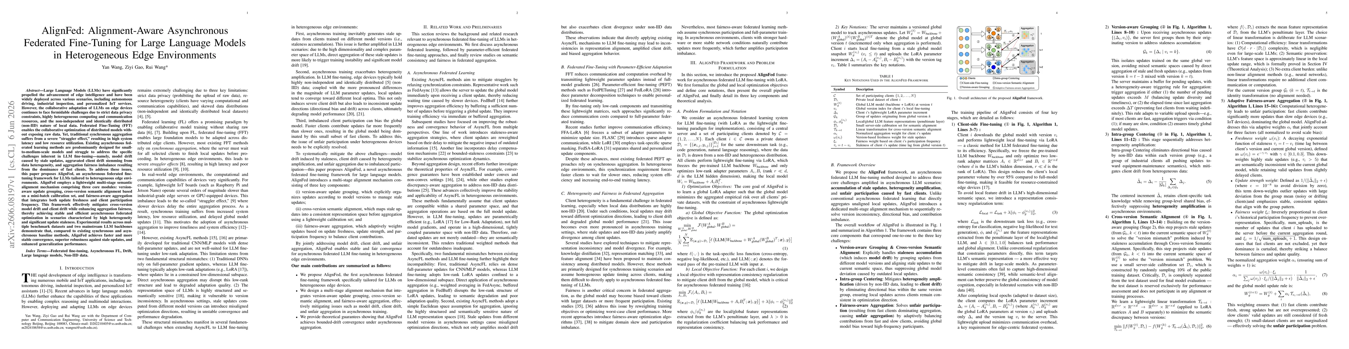 Thumbnail for AlignFed: Alignment-Aware Asynchronous Federated Fine-Tuning for Large Language Models in Heterogeneous Edge Environments