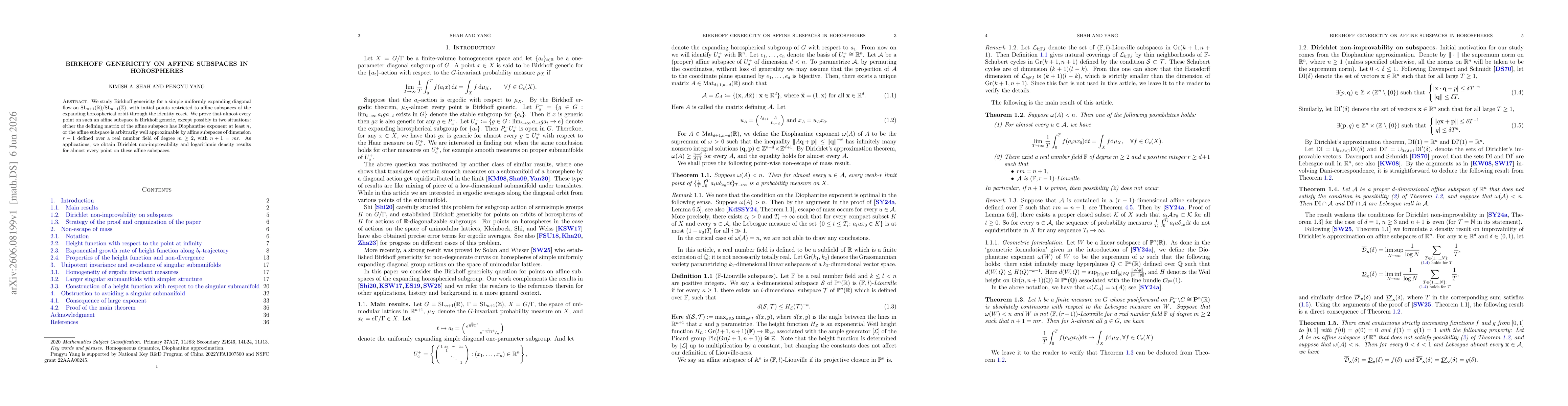 Thumbnail for Birkhoff genericity on affine subspaces in horospheres