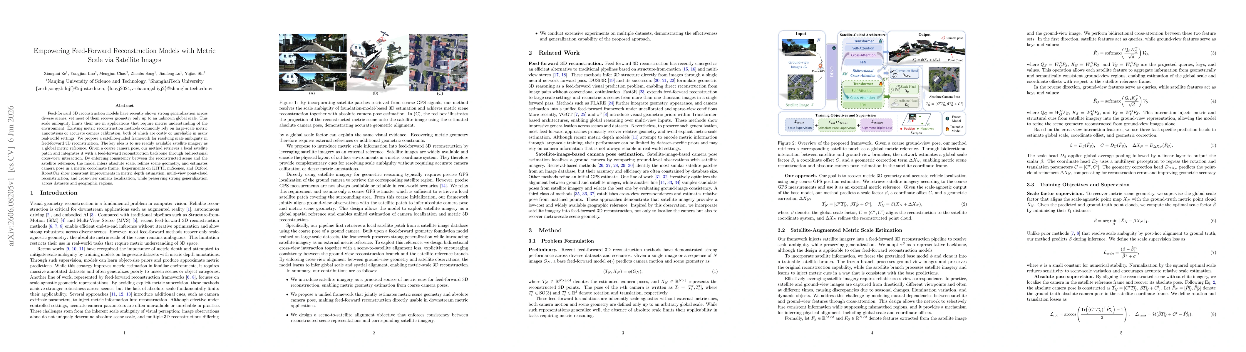 Thumbnail for Empowering Feed-Forward Reconstruction Models with Metric Scale via Satellite Images