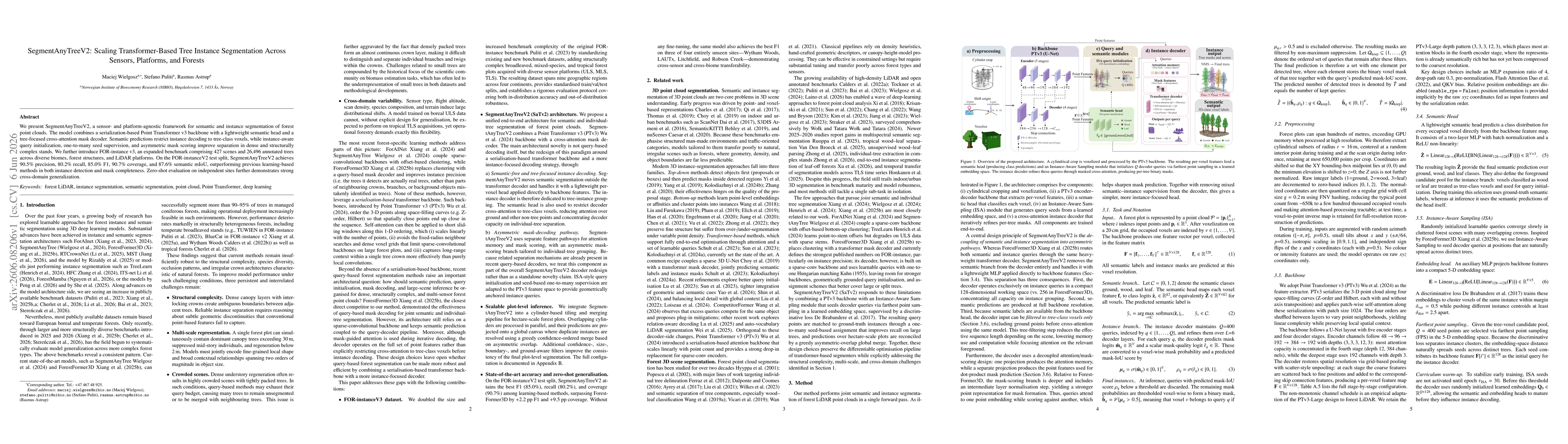 Thumbnail for SegmentAnyTreeV2: Scaling Transformer-Based Tree Instance Segmentation Across Sensors, Platforms, and Forests