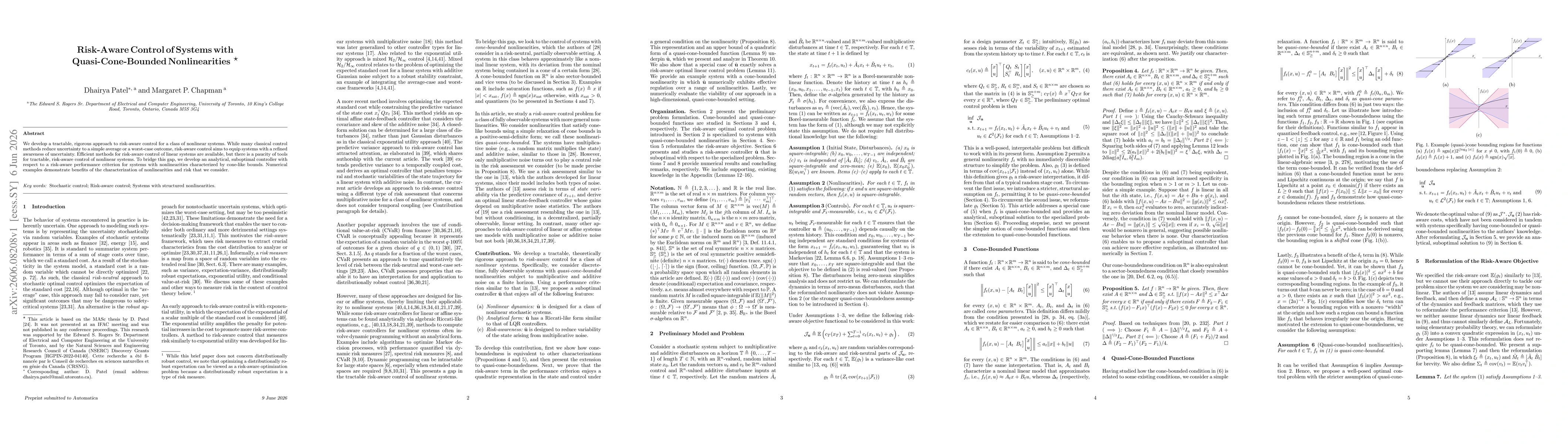 Thumbnail for Risk-Aware Control of Systems with Quasi-Cone-Bounded Nonlinearities