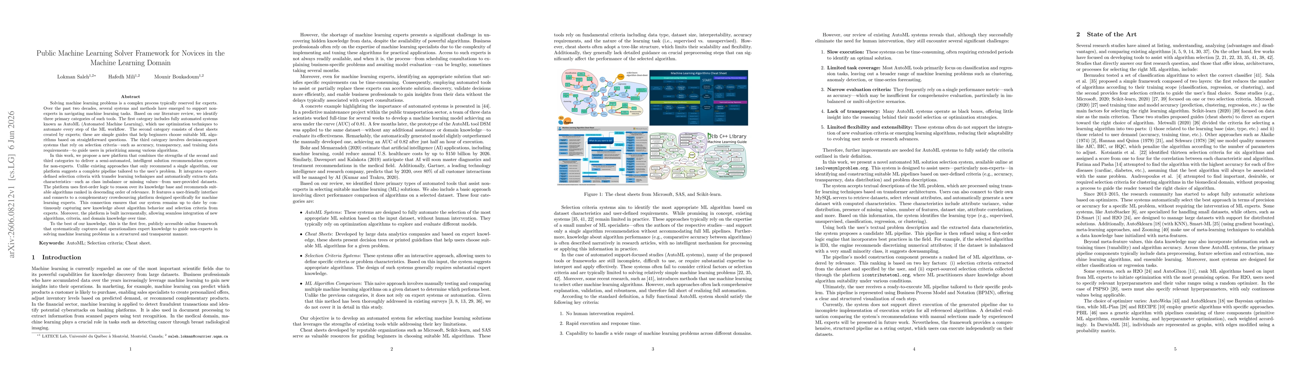 Thumbnail for Public Machine Learning Solver Framework for Novices in the Machine Learning Domain