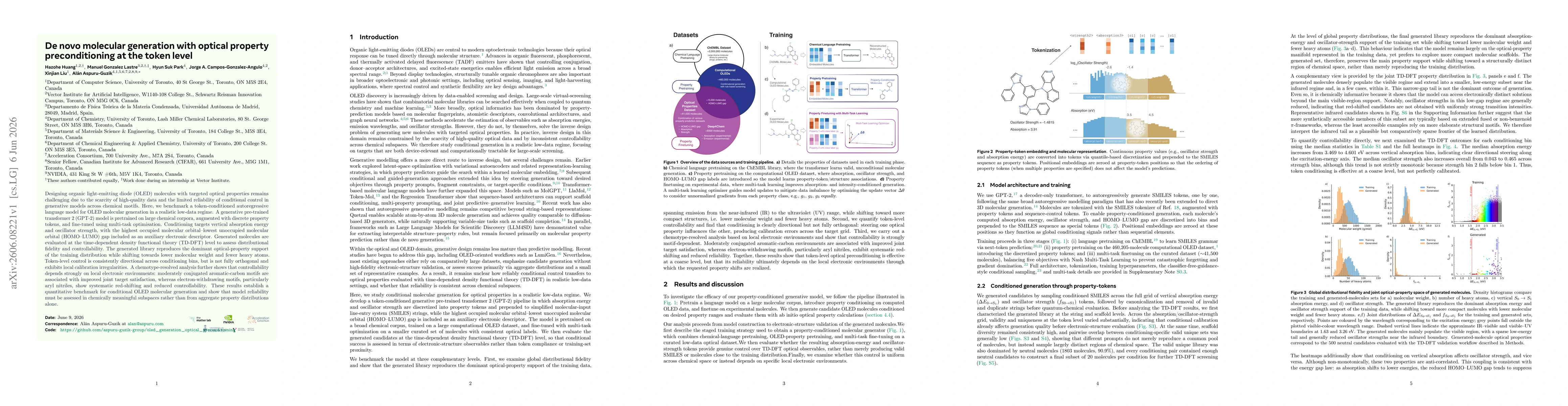 Thumbnail for De novo molecular generation with optical property preconditioning at the token level