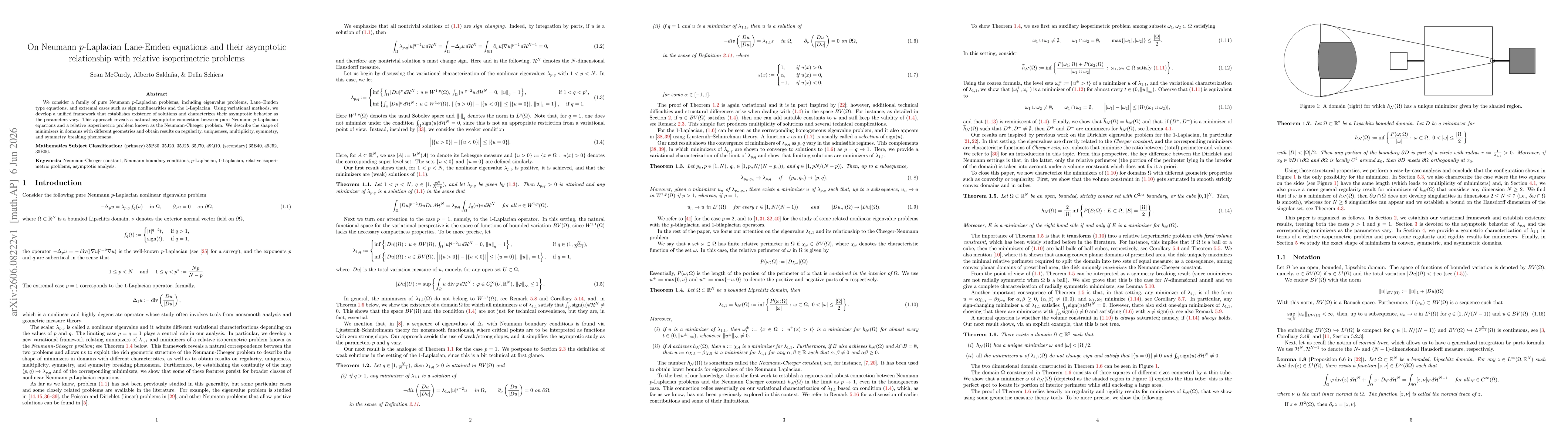 Thumbnail for On Neumann $p$-Laplacian Lane-Emden equations and their asymptotic relationship with relative isoperimetric problems