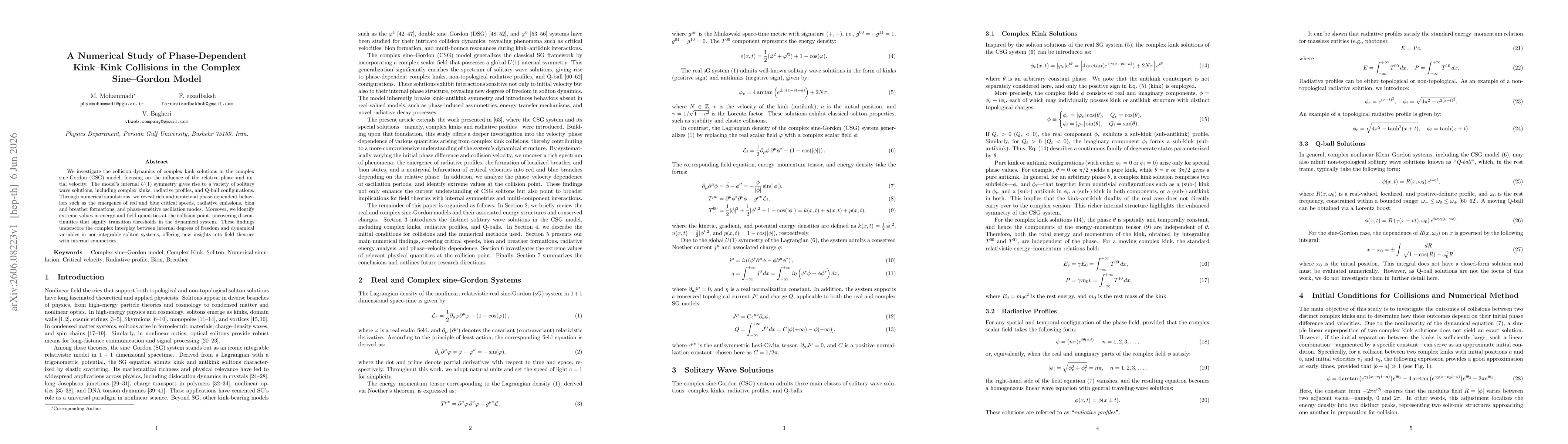 Thumbnail for A Numerical Study of Phase-Dependent Kink-Kink Collisions in the Complex Sine-Gordon Model
