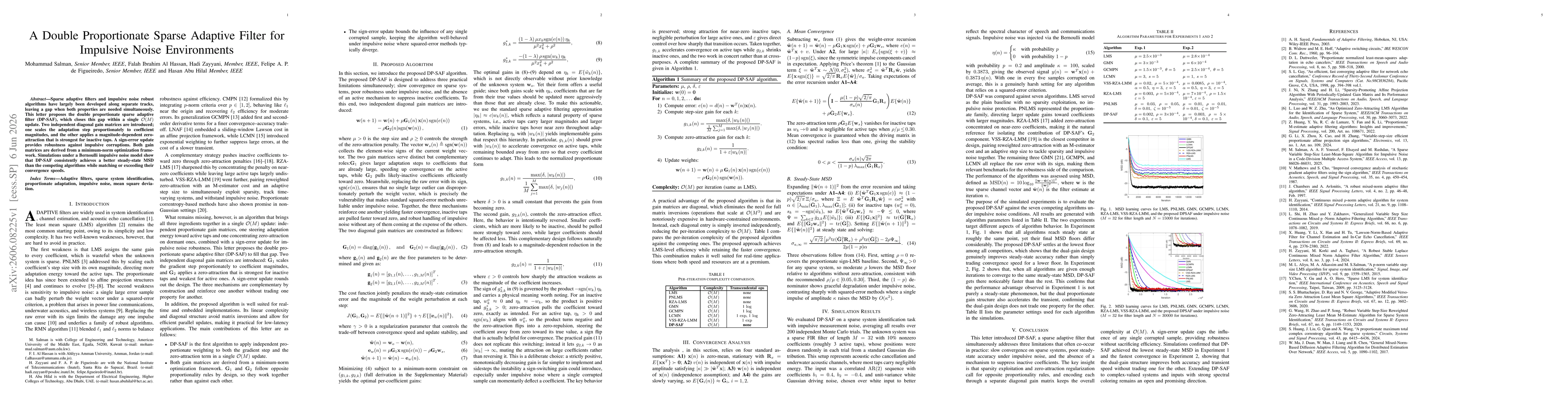 Thumbnail for A Double Proportionate Sparse Adaptive Filter for Impulsive Noise Environments
