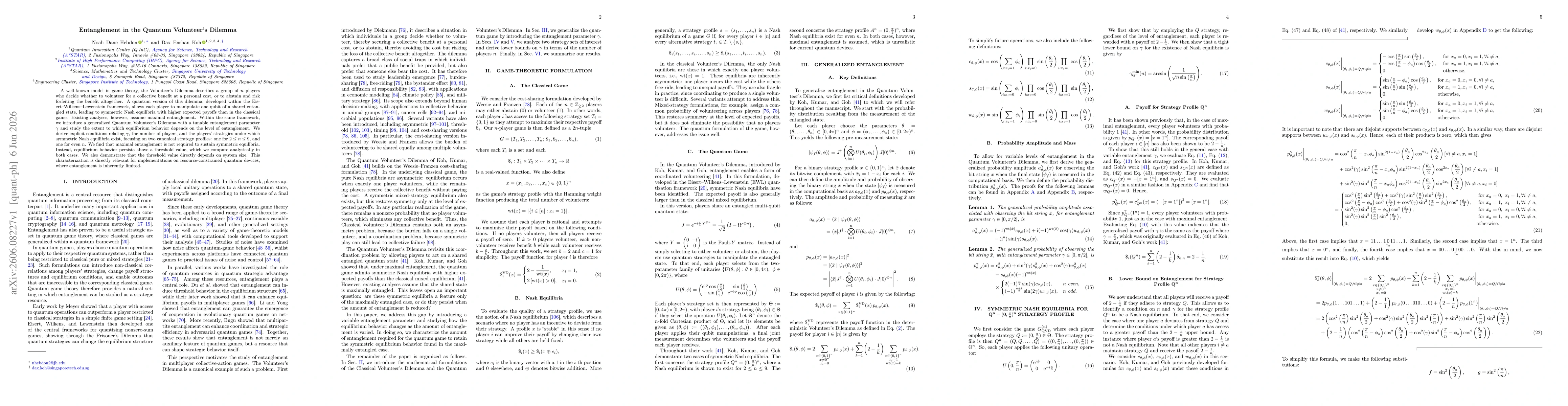 Thumbnail for Entanglement in the Quantum Volunteer's Dilemma