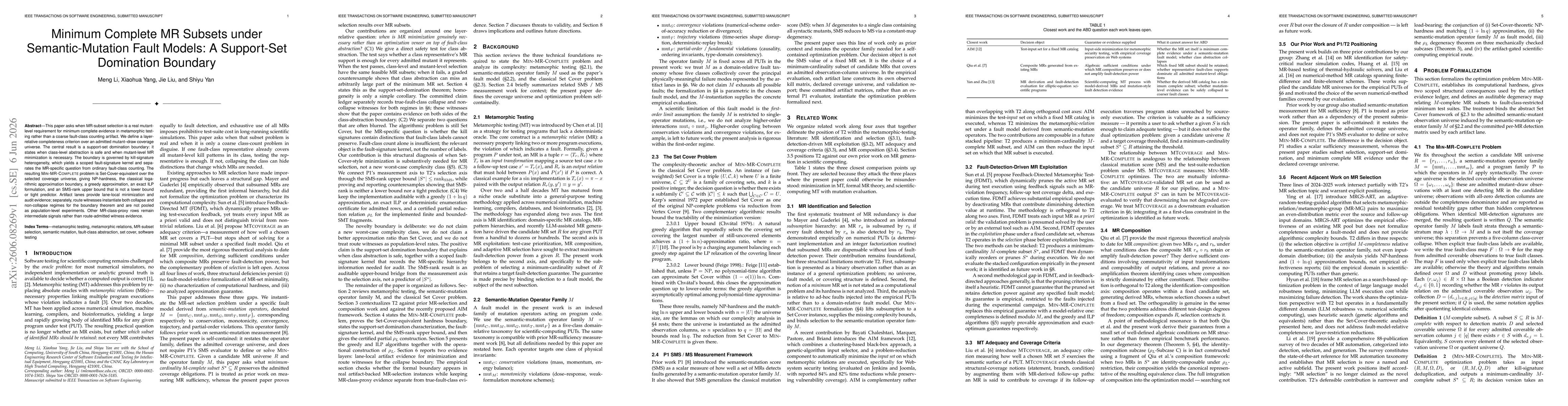 Thumbnail for Minimum Complete MR Subsets under Semantic-Mutation Fault Models: A Support-Set Domination Boundary