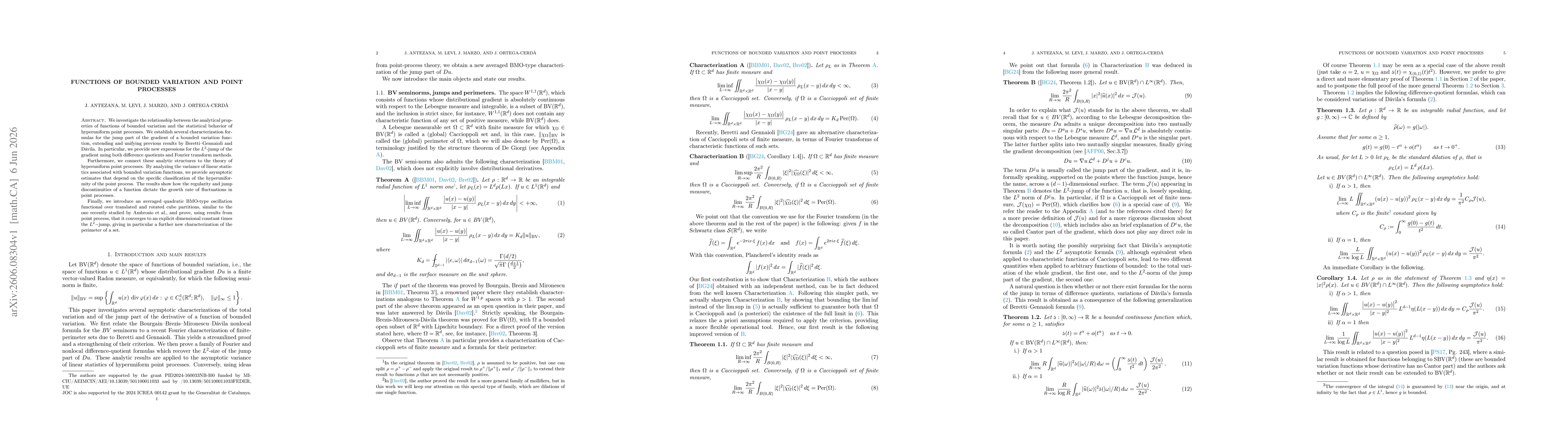 Thumbnail for Functions of Bounded Variation and Point Processes