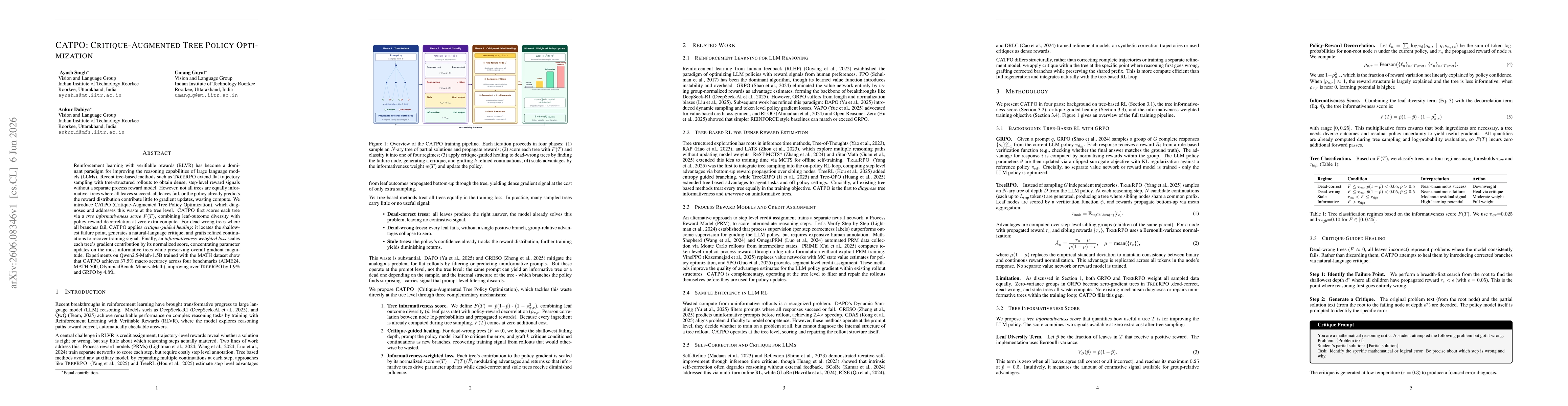Thumbnail for CATPO: Critique-Augmented Tree Policy Optimization