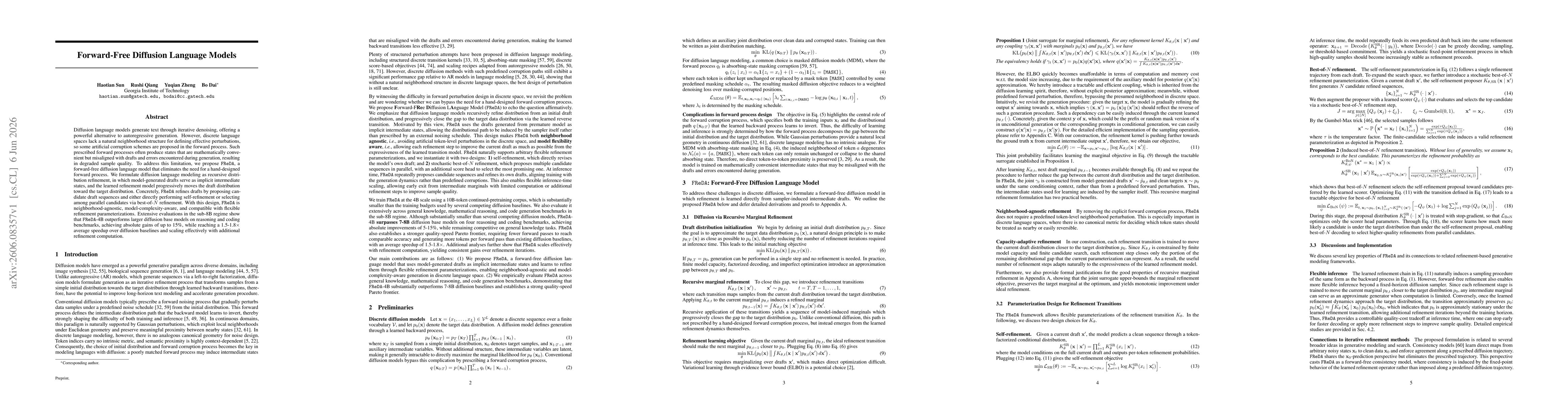 Thumbnail for Forward-Free Diffusion Language Models