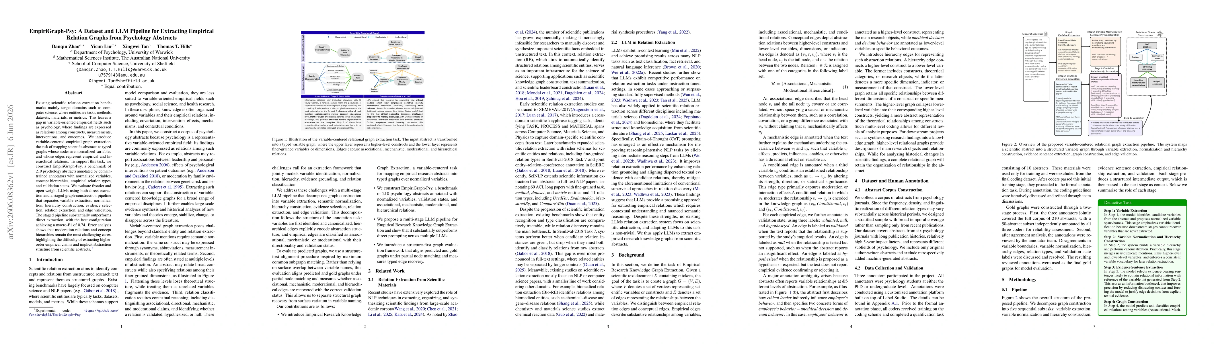 Thumbnail for EmpiriGraph-Psy: A Dataset and LLM Pipeline for Extracting Empirical Relation Graphs from Psychology Abstracts