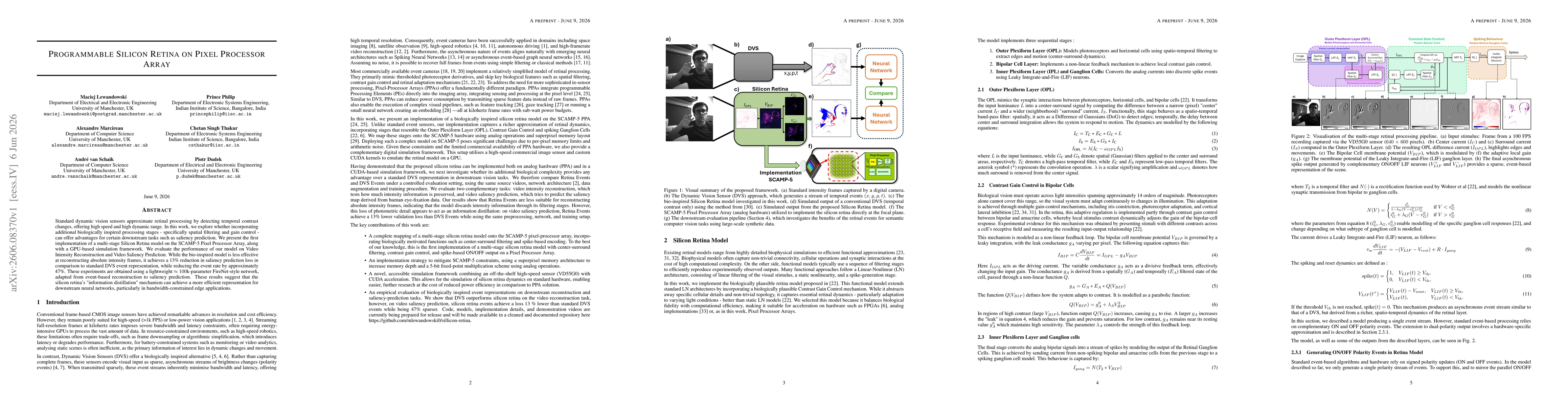 Thumbnail for Programmable Silicon Retina on Pixel Processor Array