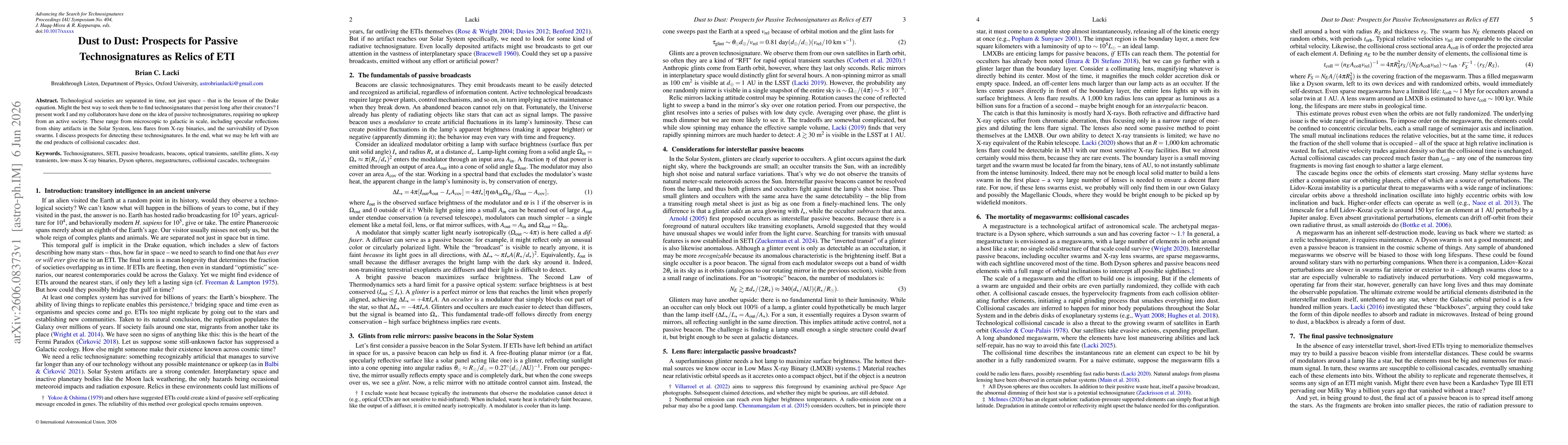 Thumbnail for Dust to Dust: Prospects for Passive Technosignatures as Relics of ETI