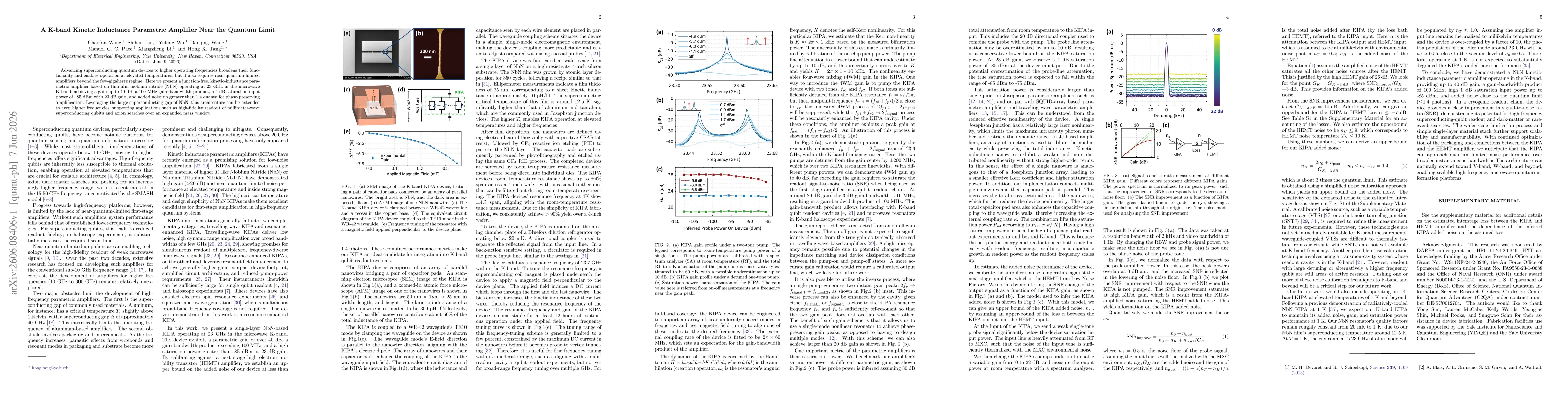 Thumbnail for A K-band Kinetic Inductance Parametric Amplifier Near the Quantum Limit