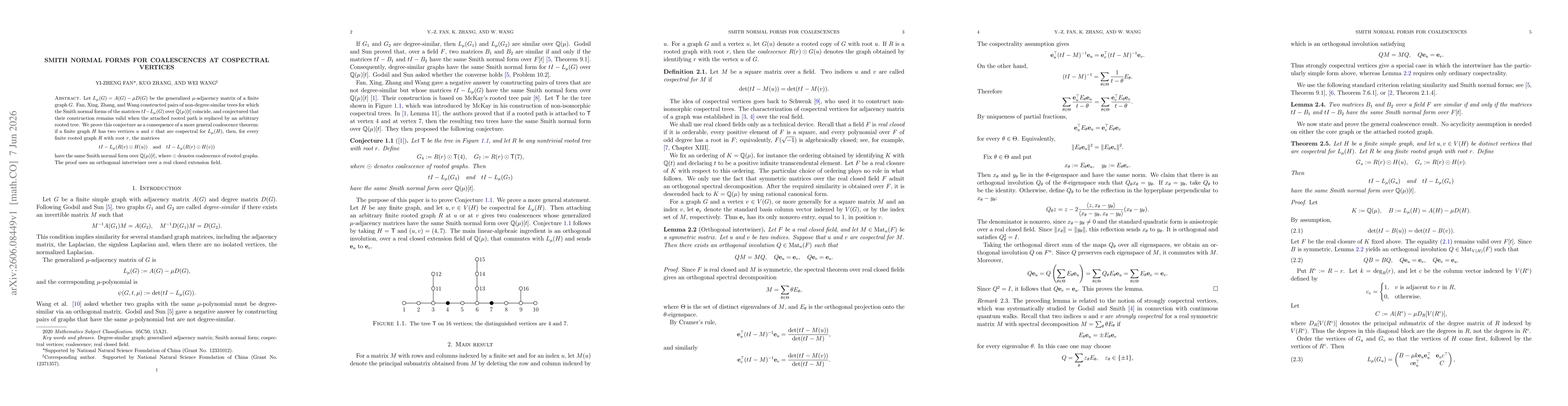 Thumbnail for Smith normal forms for coalescences at cospectral vertices