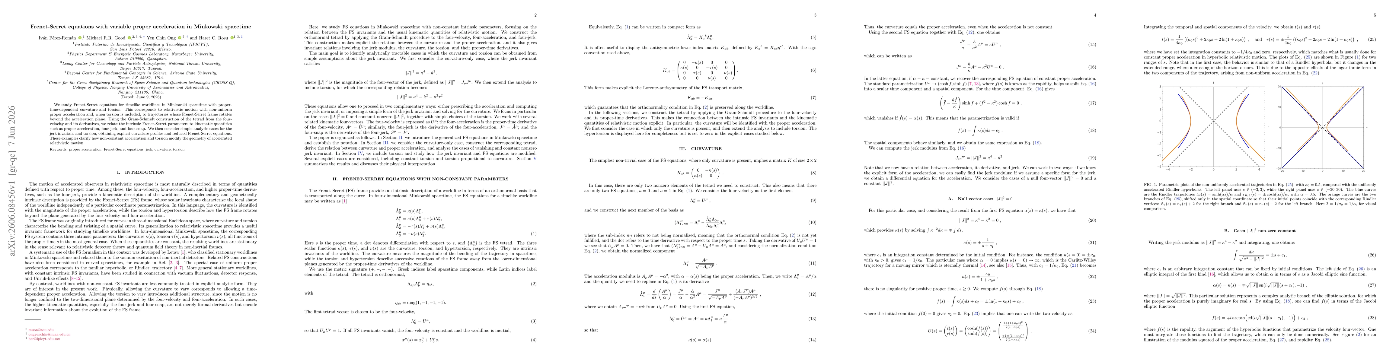 Thumbnail for Frenet-Serret equations with variable proper acceleration in Minkowski spacetime