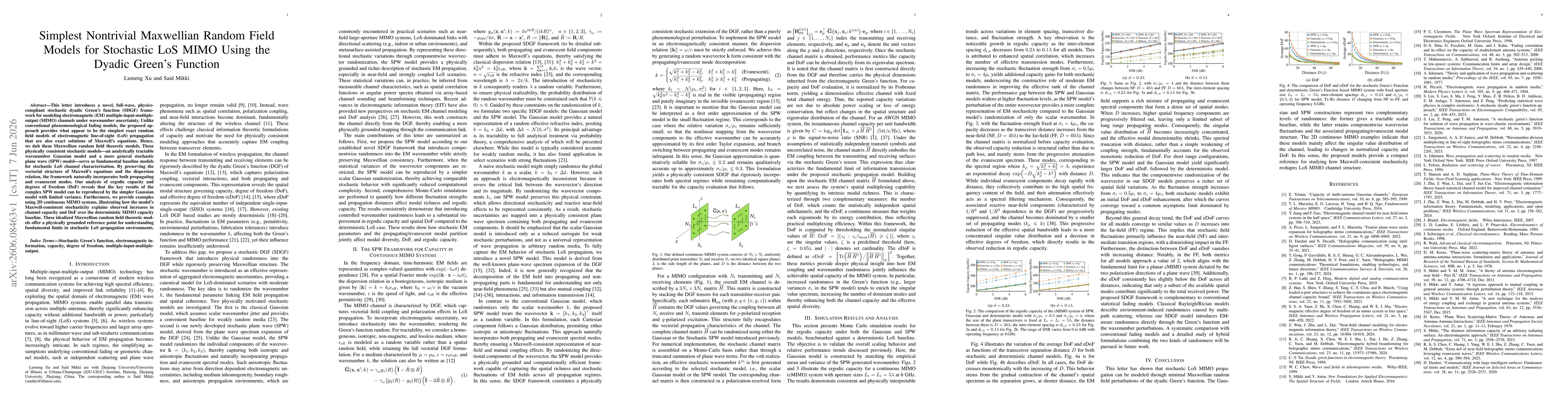 Thumbnail for Simplest Nontrivial Maxwellian Random Field Models for Stochastic LoS MIMO Using the Dyadic Green's Function